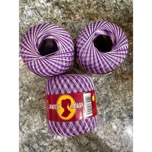 South Maid Economy Crochet Cotton Thread 350yd Shaded Purples 18A Lot of 3